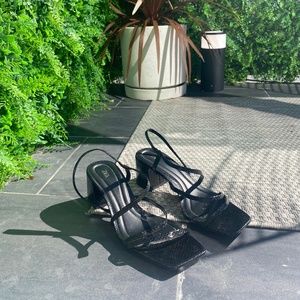 Zara Mid Height Block Heel Sandals